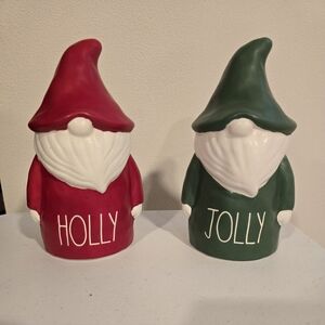 Rae Dunn Red and Green Holiday Gnome Set